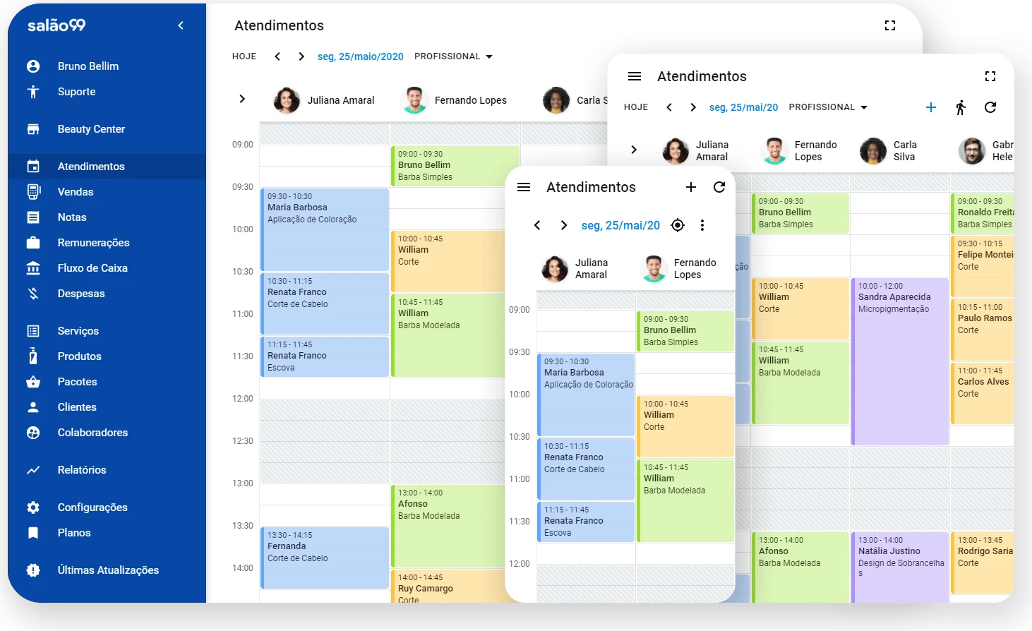 The previous Salão99 schedule on desktop, tablet and phone